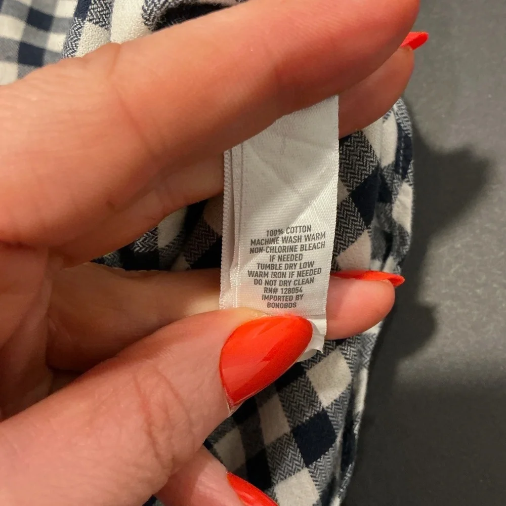 Bonobos Standard Fit Navy and White Gingham Button Down Shirt Men’s Medium - Picture 4 of 6